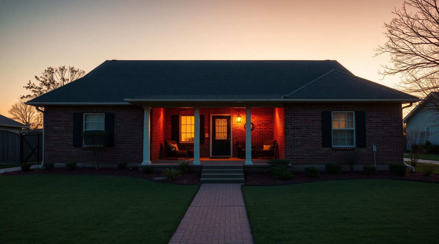North Texas home at dusk